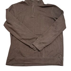 Men's Brown/Dark Olive Green Quarter-Zip Sweater